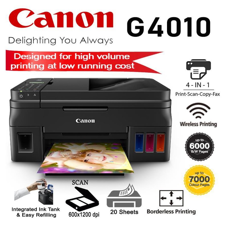 Canon PIXMA G4010 Color All-in-one Inkjet Printer
